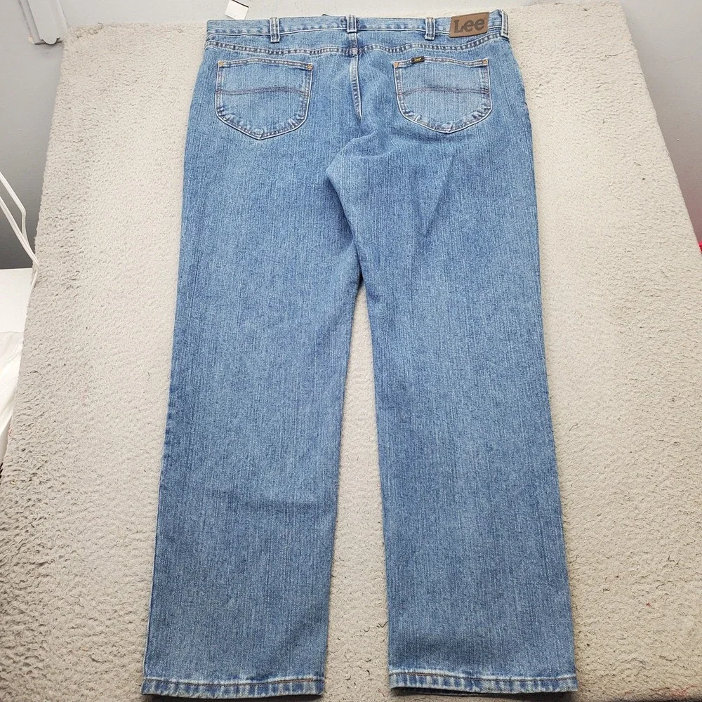 Lee Pepperstone Jeans Mens 44x34 Blue Denim Regular Fit Straight Leg Black Tab